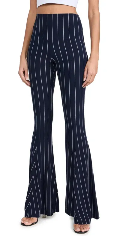 Norma Kamali Fishtail Pants True Navy Pinstripe In Blue