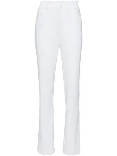 Norma Kamali High Waist Boot Leg Jean In White