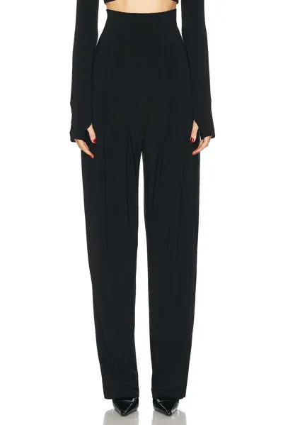 Norma Kamali High Waisted Tailored Pleat Pant In Black