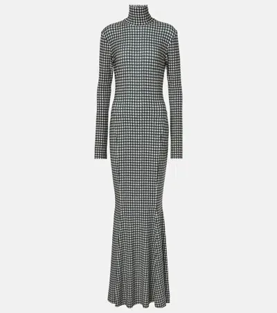 Norma Kamali Houndstooth Gown In Black