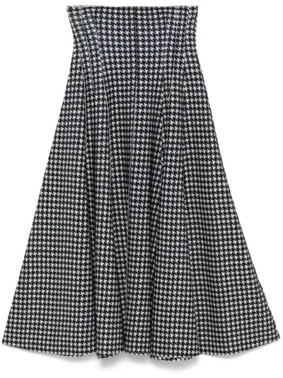 Norma Kamali Houndstooth Long Skirt In Black