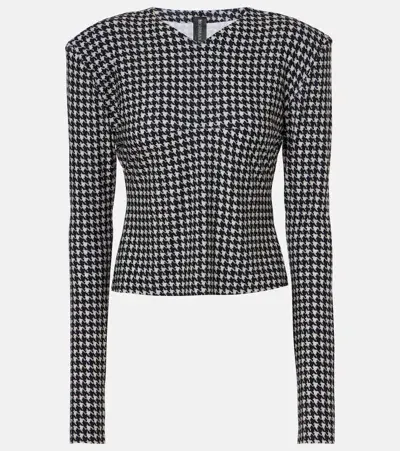 Norma Kamali Houndstooth Top In Black