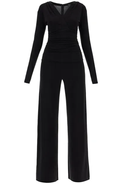 Norma Kamali Rear Zip V-neck Bodysuit In Black