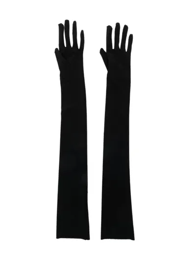 Norma Kamali Stretch-design Long Gloves In Black