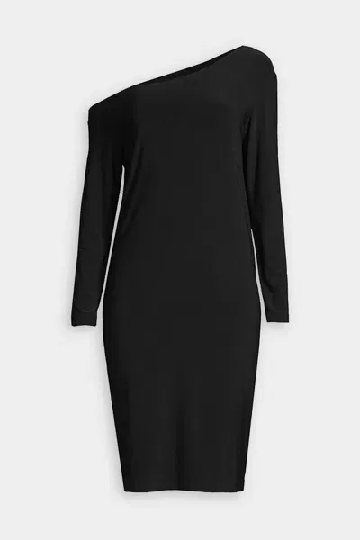 Norma Kamali Long Sleeve Drop Shoulder Dress In Black