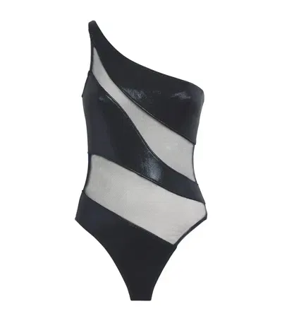 Norma Kamali Metallic Mio Swimsuit In Blue