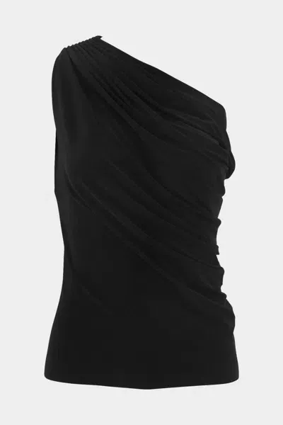 Norma Kamali One Shoulder Peasant Top In Black