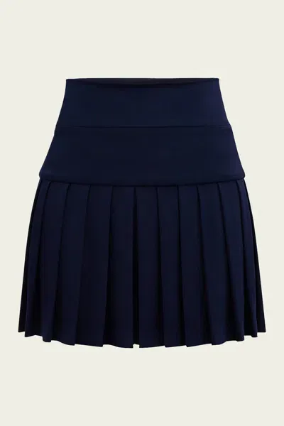 Norma Kamali Pleated Mini Skirt In True Navy In Blue