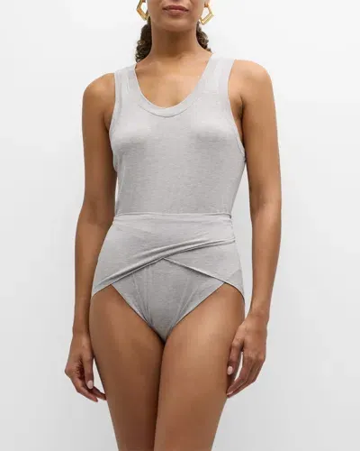 Norma Kamali Racer Diaper One-piece Swimsuit In Light Grey