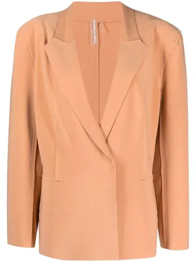 Norma Kamali Single-breasted Straight-fit Blazer In Orange