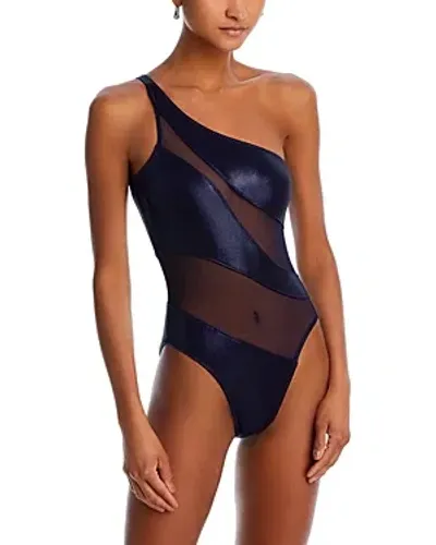 Norma Kamali Snake Mesh One Piece Swimsuit In True Navy