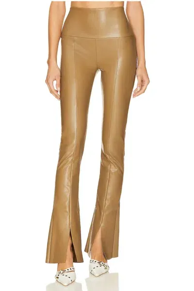 Norma Kamali Spat Faux Leather Leggings In Brown