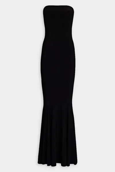 Norma Kamali Strapless Fishtail Gown In Black