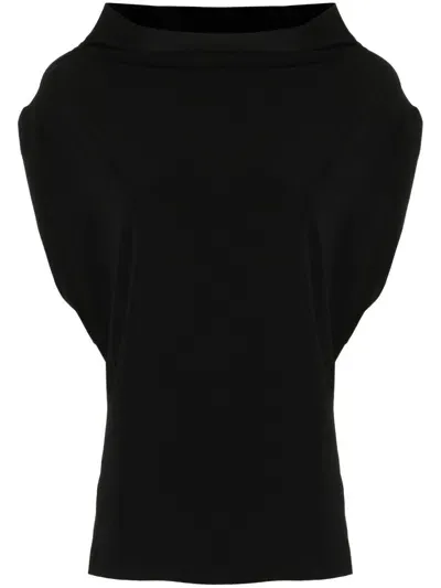 Norma Kamali Wide-neck Sleeveless Top In Black