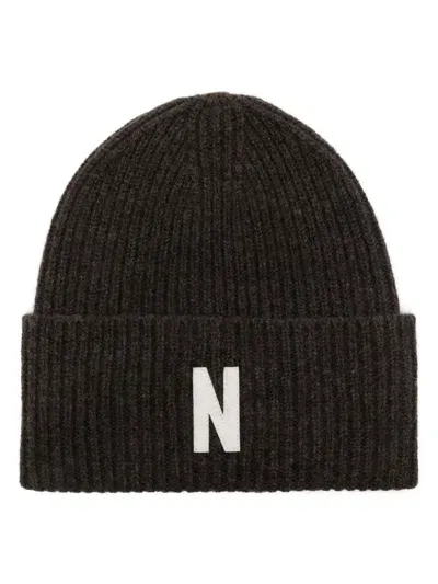 Norse Projects Logo-patch Beanie Hat In Brown