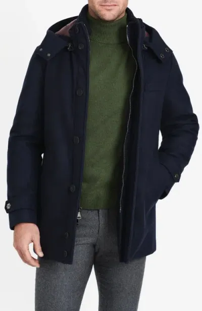 Norwegian Wool City Active Waterproof 750 Fill Power Down Coat With Removable Hood In Navy