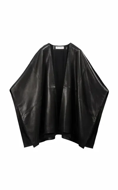 Nour Hammour Edra Leather Cape In Black