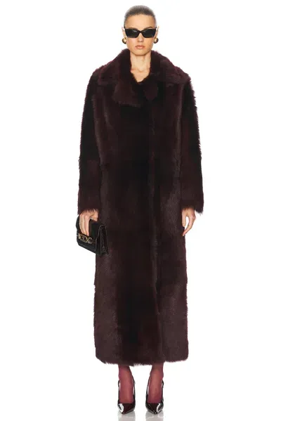 Nour Hammour For Fwrd Evita Long Coat In Burgundy