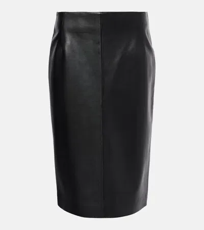 Nour Hammour Lady Leather Midi Skirt In Black