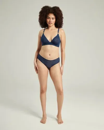 Nudea The Sheer Deco Hipster Brief In Navy