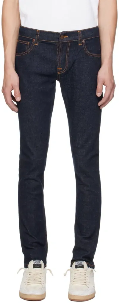 Nudie Jeans Indigo Tight Terry Jeans In Rinse Twill