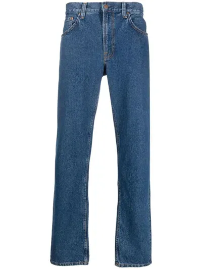 Nudie Jeans Mid-rise Straight-leg Jeans In Blue