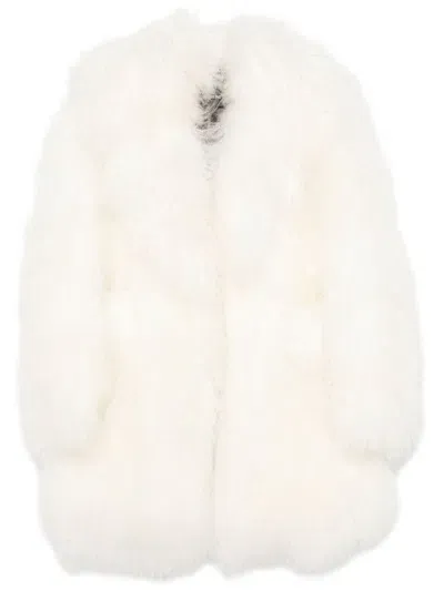 Numerootto Shearling Coat In White