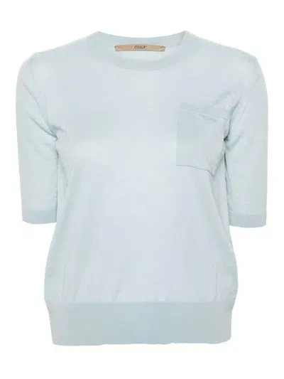 Nuur Short Sleeve Pullover With Pocket In Azul