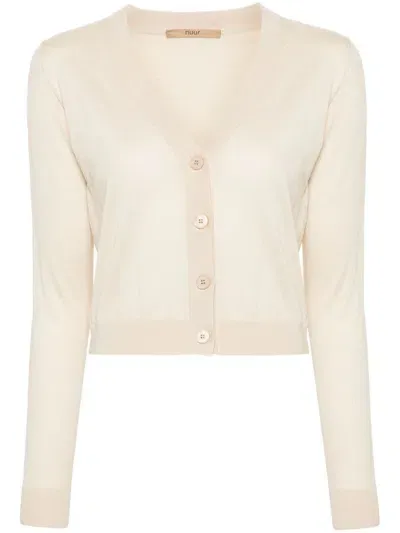 Nuur V-neck Merino Wool Cardigan In White