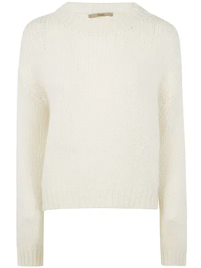 Nuur Long Sleeves Round Neck Sweater In Nude & Neutrals