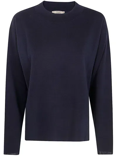 Nuur Long Sleeves Round Neck Sweater In Navy