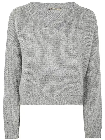 Nuur V Neck Over Sweater In Grey