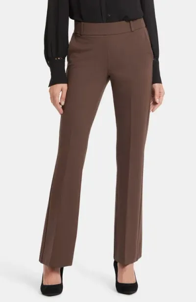 Nydj Pull-on Flare Leg Ponte Knit Trousers In Coffee Bean