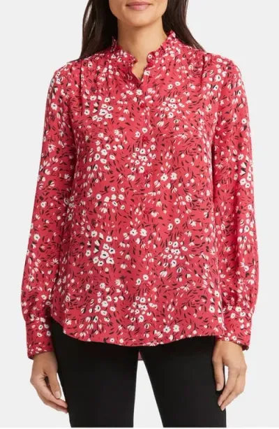 Nydj Ruffle Neck Blouse In Cherry Creek