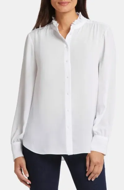 Nydj Ruffle Neck Blouse In Optic White