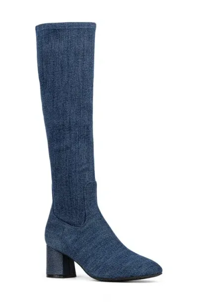 Nydj Taluha Denim Knee High Boot In Navy