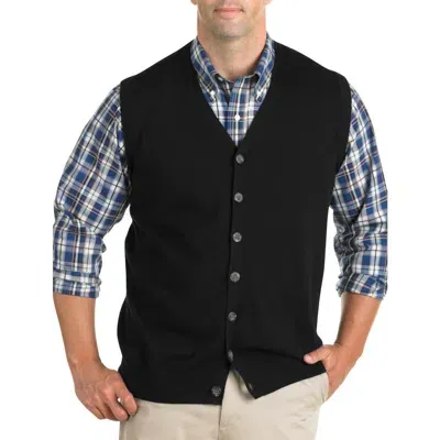 Oak Hill By Dxl Button-front Sweater Vest In Black