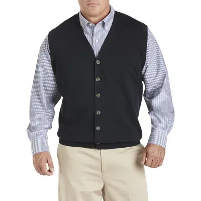 Oak Hill By Dxl Button-front Sweater Vest In Deep Navy