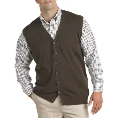 Oak Hill By Dxl Button-front Sweater Vest In Jave Hthr