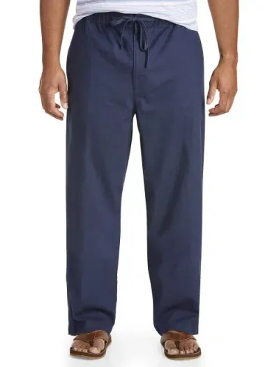 Oak Hill By Dxl Linen-blend Drawstring Pants In Navy