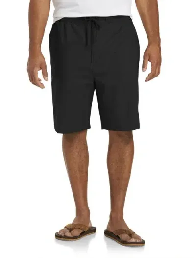 Oak Hill By Dxl Linen-blend Drawstring Shorts In Black