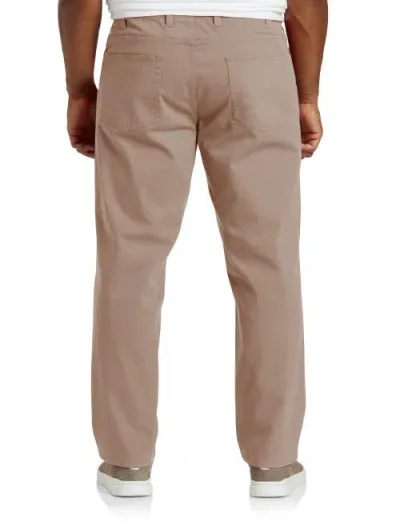 Oak Hill By Dxl Straight-fit 5-pocket Pants In Natural Brown