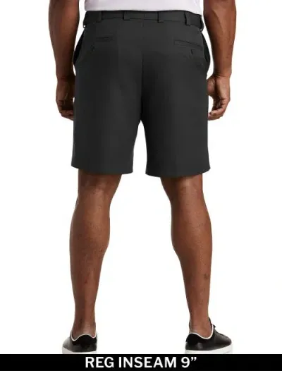 Oak Hill By Dxl Waist-relaxer Microfiber Shorts In Black