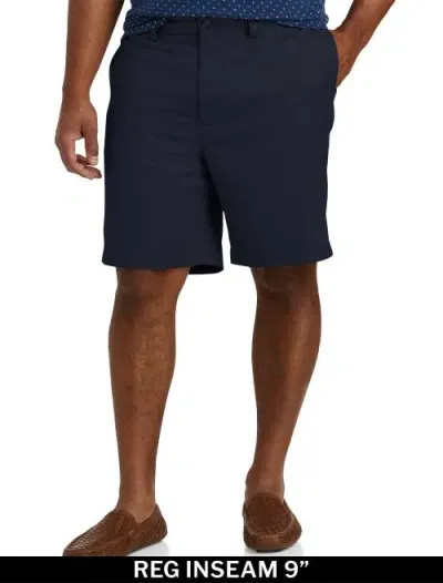 Oak Hill By Dxl Waist-relaxer Microfiber Shorts In Navy