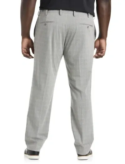 Oak Hill By Dxl Waist-relaxer Plaid Dress Pants In Grey