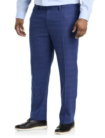 Oak Hill By Dxl Waist-relaxer Plaid Dress Pants In Navy