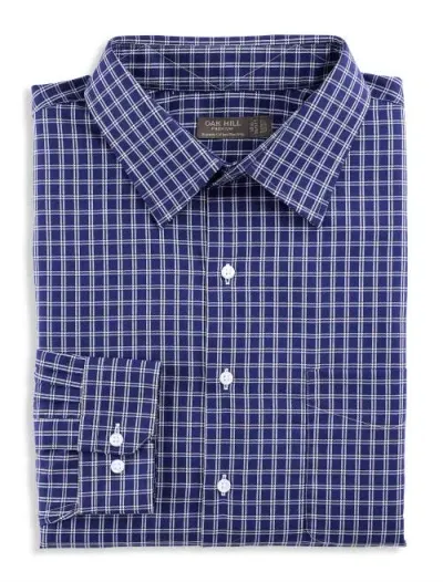 Oak Hill Premium By Dxl Houndstooth Dress Shirt In Navy