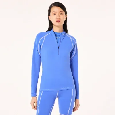 Oakley Woman Ribbed Qtr Zip In Blue