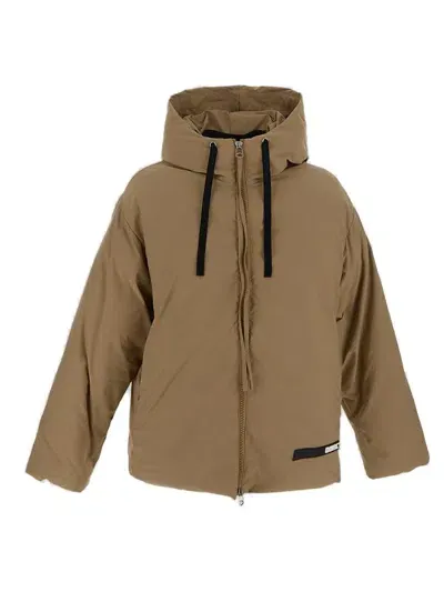 Oamc Drawstring Hooded Padded Jacket In Beige