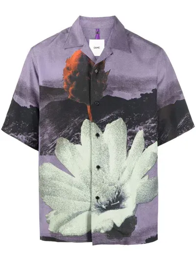 Oamc Graphic-print Short-sleeve Shirt In 紫色